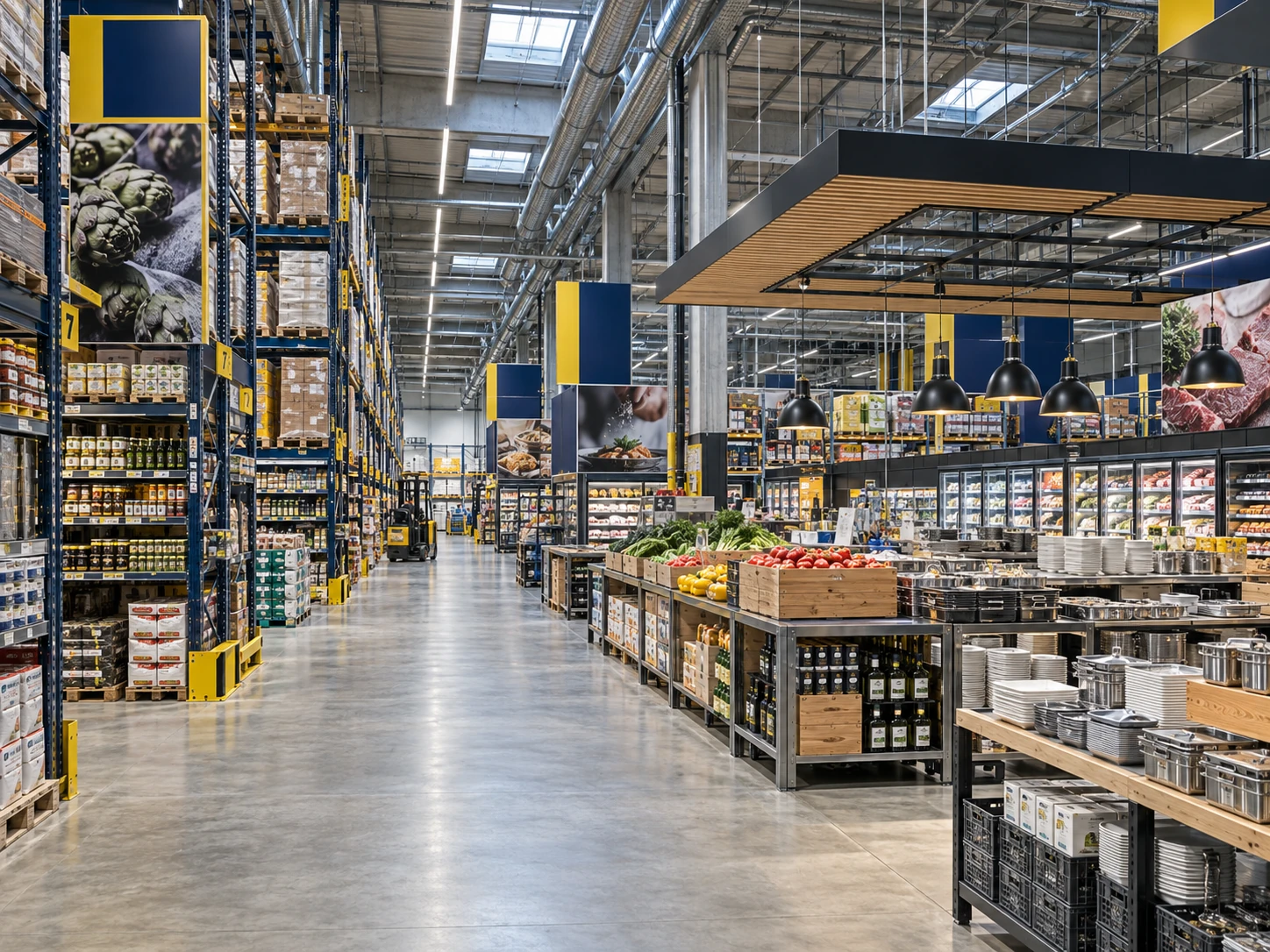 Modernisierter Cash-and-Carry-Markt mit industriellem Ladenbau